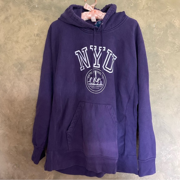 Vintage MV Sport NYU Oversized Hoodie - Picture 1 of 9